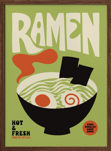 Tokyo Style Ramen | Poster - Walnut Frame Interior