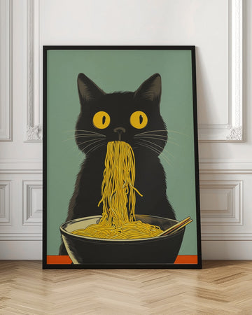 Black Cat Noodle Feast | Poster - Room Interior 1