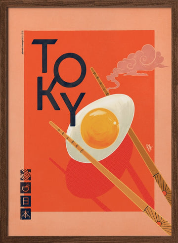 Tokyo Ramen Egg | Poster - Walnut Frame Interior