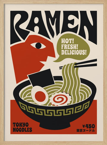 Hot Fresh Ramen | Poster - Wood Frame Interior
