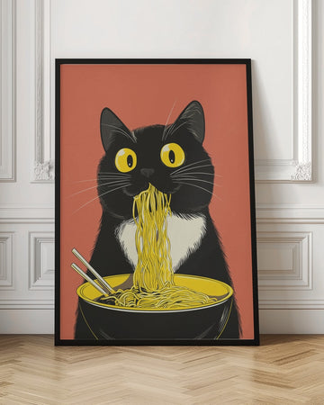 Slurping Cat Noodles | Poster - Room Interior 1