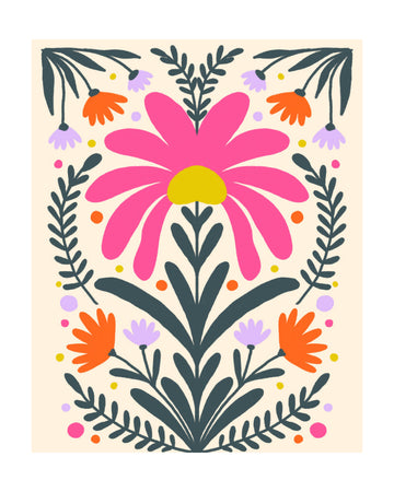 Vibrant Folk Floral | Poster - Passepartout