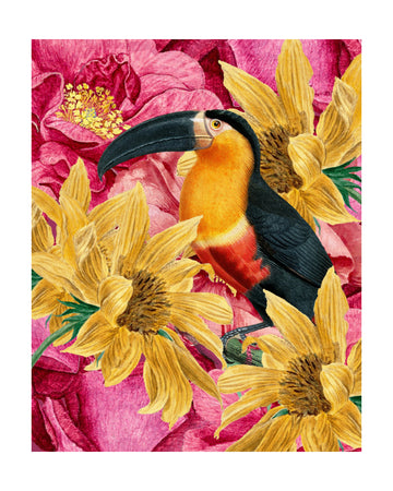 Vibrant Toucan and Flowers | Poster - Passepartout