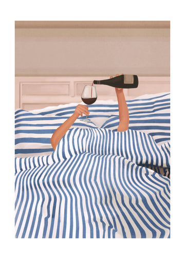 Wine In Bed | Poster - Passepartout