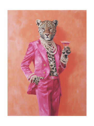 Leopard Pink Suit Martini | Poster - Passepartout