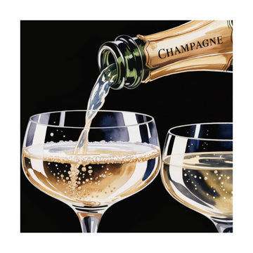 Golden Champagne Pour | Poster - Passepartout