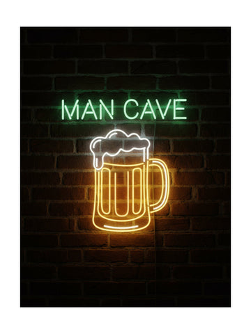 Man Cave Neon Beer Mug | Poster - Passepartout