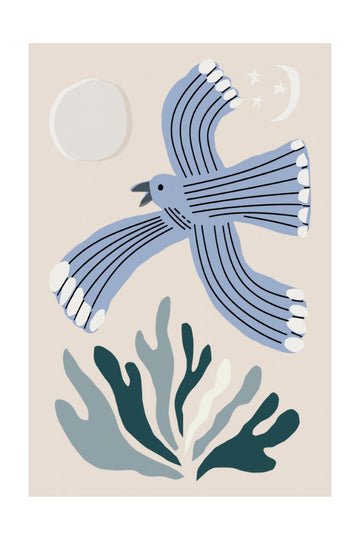 Blue Bird Night Flight | Poster - Passepartout