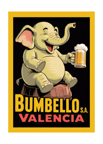 Cheerful Elephant With Beer | Poster - Passepartout