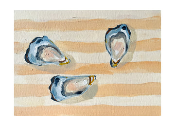 Coastal Oysters on Stripes | Poster - Passepartout