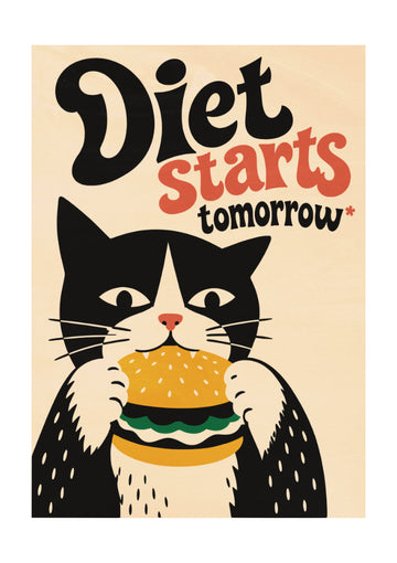 Hungry Cat Diet Tomorrow | Poster - Passepartout