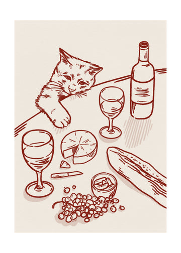 Curious Kitten Wine Table | Poster - Passepartout