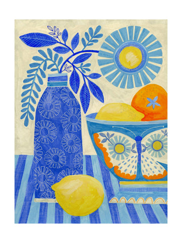 Blue Citrus Still Life | Poster - Passepartout