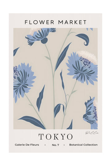 Tokyo Blue Flowers | Poster - Passepartout