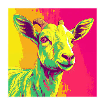 Colorful Smiling Goat | Poster - Passepartout