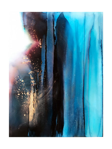 Deep Blue Gold Flow | Poster - Passepartout
