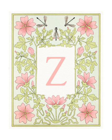Elegant Floral Letter Z | Poster - Passepartout