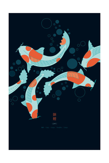 Graceful Koi Swim | Poster - Passepartout