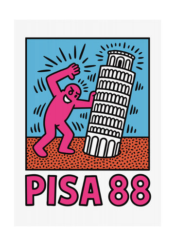 Playful Pisa Tower Push | Poster - Passepartout