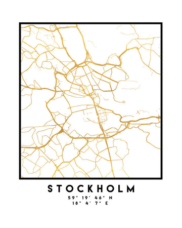 Golden Stockholm Map | Poster - Passepartout