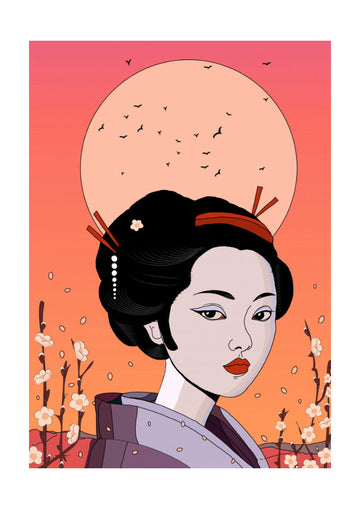 Geisha Moon Blossom | Poster - Passepartout