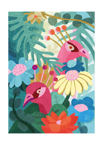 Tropical Birds And Flowers | Poster - Passepartout