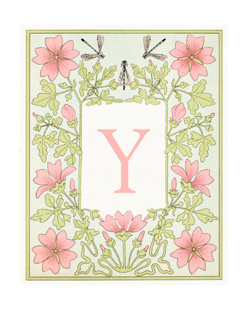 Elegant Floral Y Initial | Poster - Passepartout