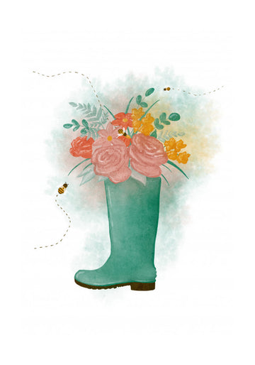 Whimsical Floral Boot | Poster - Passepartout