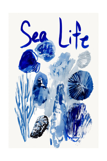 Indigo Sea Life Watercolor | Poster - Passepartout