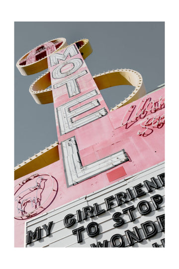 Pink Retro Motel Sign | Poster - Passepartout