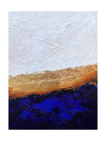 Deep Blue Gold Abstract | Poster - Passepartout