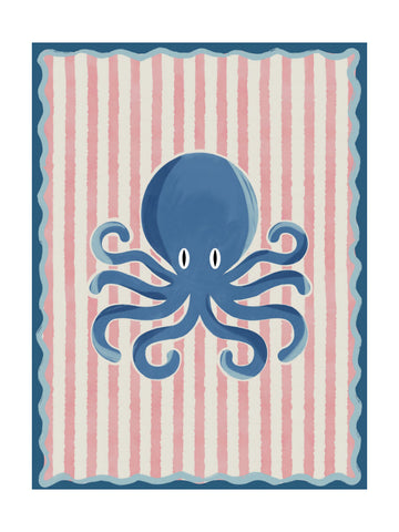 Playful Blue Octopus | Poster - Passepartout