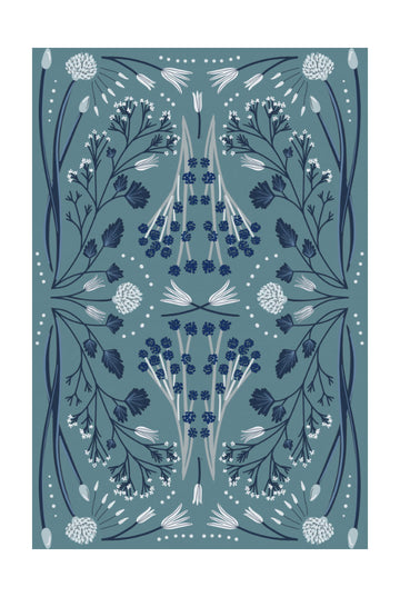 Folk Mirrored - Blue and Green | Poster - Passepartout