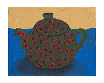Green Floral Teapot Still Life | Poster - Passepartout