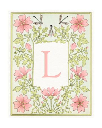 Pink Floral Letter L | Poster - Passepartout