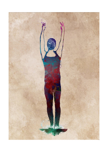 Abstract Swimmer Splash | Poster - Passepartout