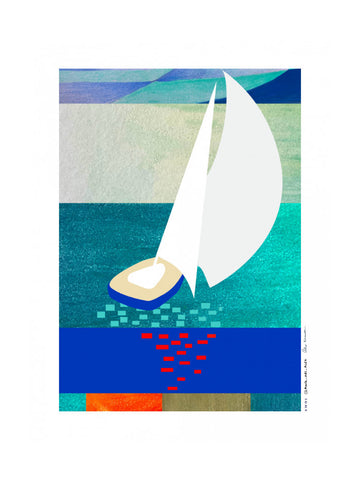Modern Sailboat Serenity | Poster - Passepartout