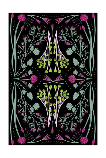 Folk Mirrored - Black, Green and Pink | Poster - Passepartout