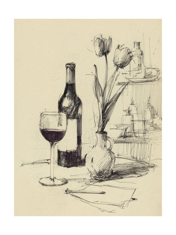 Wine and Tulips Sketch | Poster - Passepartout