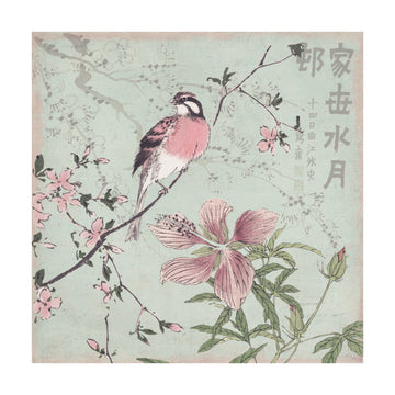Pink Bird Cherry Blossoms | Poster - Passepartout