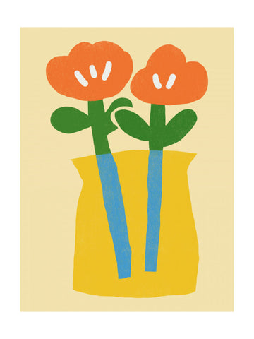 Two Stylized Orange Flowers | Poster - Passepartout