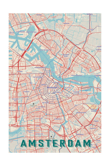 Stylized Amsterdam Map | Poster - Passepartout