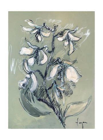 White Floral Sketch | Poster - Passepartout