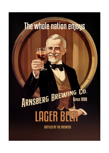 Gentleman Toasting Lager Beer | Poster - Passepartout