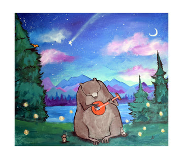 Starry Night Bear Banjo | Poster - Passepartout