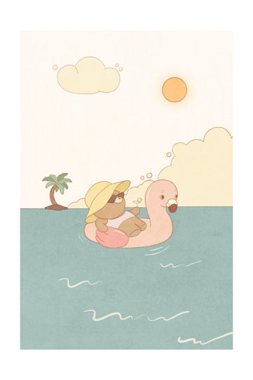 Relaxing Flamingo Float | Poster - Passepartout