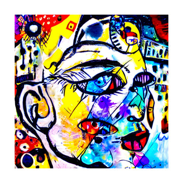 Colorful Abstract Face | Poster - Passepartout