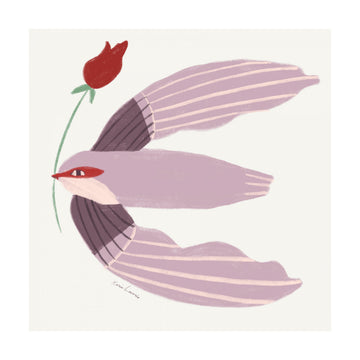 Whimsical Bird with Rose | Poster - Passepartout