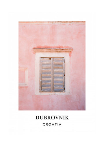 Pink Dubrovnik Croatia travel poster | Poster - Passepartout