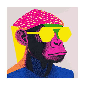Stylish Monkey Portrait | Poster - Passepartout